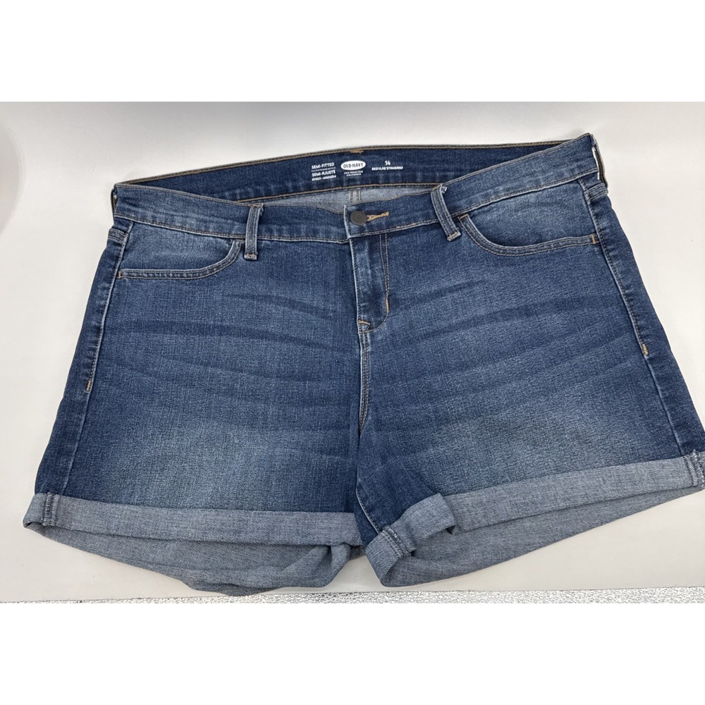 OLD NAVY Women's Semi Fitted Stretch High Rise Cuffed Shorts Size 14
